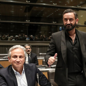 Lionel Stan et Cyril Hanouna - Le producteur de télévision français L.Stan et l'animateur de télévision français C.Hanouna lors d'une séance devant la commission d'enquête parlementaire sur l'attribution des fréquences TV, à l'Assemblée nationale à Paris. © Stéphane Lemouton / Bestimage