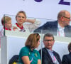 Le prince Jacques prendra la succession de son père Albert 
Le prince Albert II de Monaco, la princesse Charlène de Monaco, et leurs enfants, le prince Jacques de Monaco, marquis des Baux, et la princesse Gabriella de Monaco, comtesse de Carladès avec la princesse Anne et son mari Timothy Laurence en tribunes lors du match de Rugby à 7opposant la France à l'Afrique du Sud (19-5) lors des Jeux Olympiques (JO) de Paris 2024, au stade de France, à Sain t-Denis, Sein e Saint-Denis, le 27 juillert 2024. © Jacovides-Perusseau/Bestimage