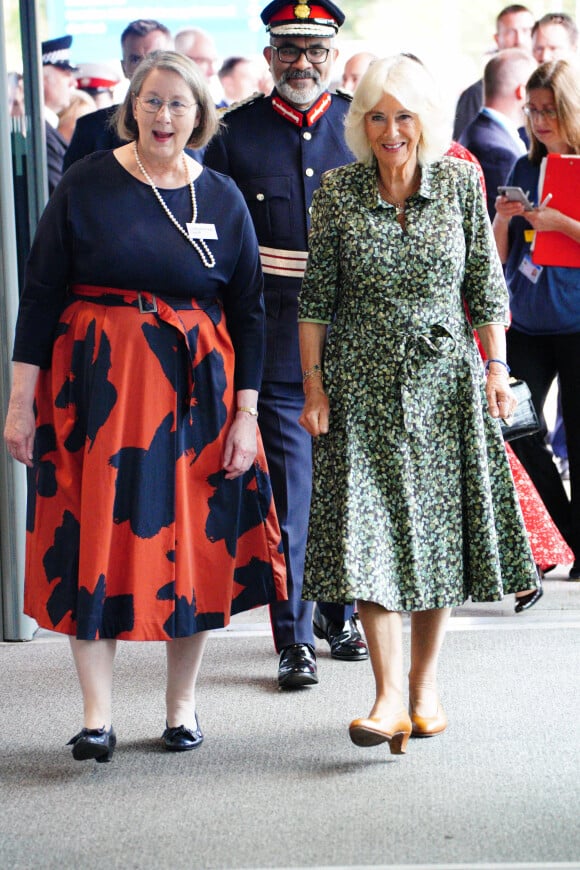 La reine Camilla arrive pour une visite afin d'inaugurer le nouveau Dyson Cancer Centre au Royal United Hospitals Bath NHS Foundation Trust, à Combe Park, Bath, Royaume-Uni, le 3 septembre 2024. Photo by Ben Birchall/PA Wire/ABACAPRESS.COM