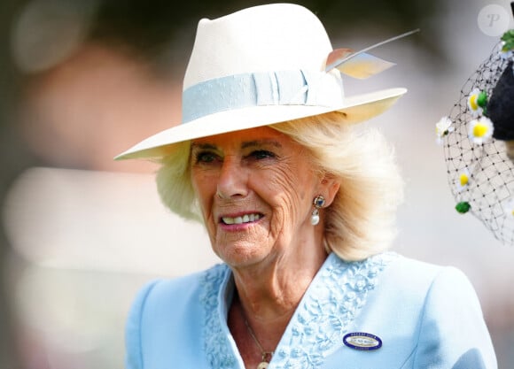 La reine Camilla lors de la quatrième journée du Sky Bet Ebor Festival à l'hippodrome de York. York, Royaume-Uni, le samedi 24 août 2024. Photo by Mike Egerton/PA Wire/ABACAPRESS.COM