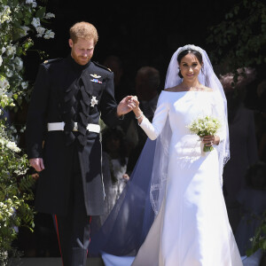 Sortie après la cérémonie de mariage du prince Harry et de Meghan Markle en la chapelle Saint-George au château de Windsor, Royaume Uni, le 19 mai 2018. 