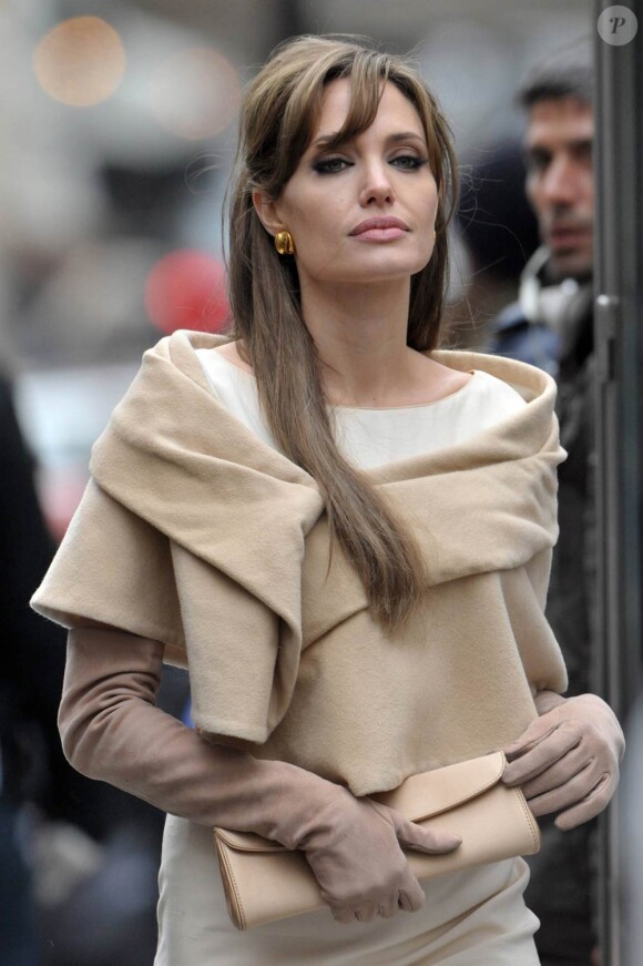 Angelina Jolie sur le tournage de The Tourist, en Italie, en mars 2010.