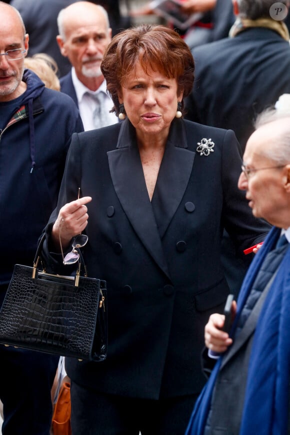 Exclusif - Roselyne Bachelot - Sorties des obsèques d'Hugues R. Gall en l'église Saint-Roch à Paris, France, le 11 juin 2024