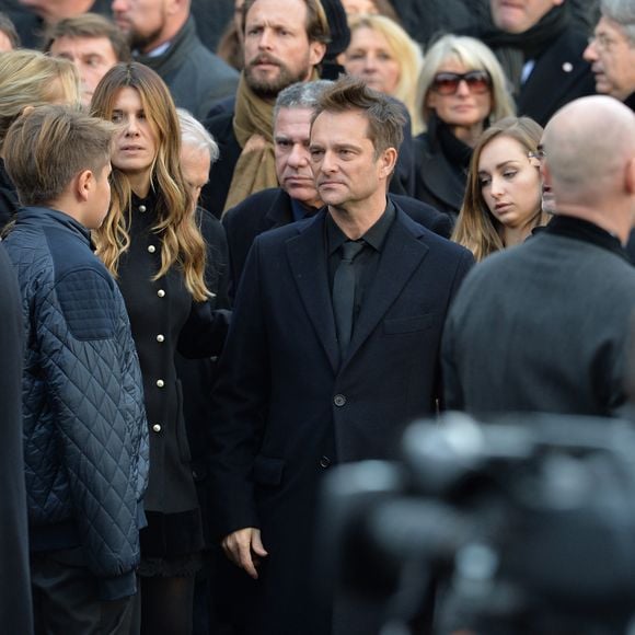 Cameron Smet, Alexandra Pastor, David Hallyday, Darina Scotti - Sorties de l'église de la Madeleine après les obsèques de Johnny Hallyday à Paris le 9 décembre 2017. © Veeren / Bestimage  Celebs leaving church of La Madeleine for the funeral of Johnny Hallyday in Paris on December 9, 2017. 