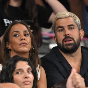 Artus et Alice Belaidi lors du huitième tour des préliminaires des +100kg masculins lors des Jeux Olympiques de Paris au Champs de Mars Arena.