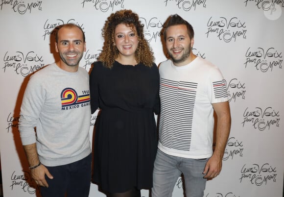 Trois Cafés Gourmands (Mylène Madrias, Sébastien Gourseyrol et Jérémy Pauly) - Photocall - Concert caritatif "Leurs Voix pour l'Espoir" au profit de la recherche contre le cancer du pancréas, créé et présenté par L. Cholewa à l'Olympia à Paris, le 7 octobre 2019. © Marc Ausset-Lacroix - Pierre Perusseau / Bestimage