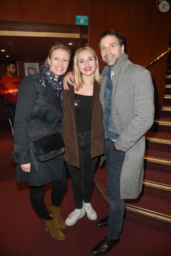 Alexandra Lamy, Chloé Jouannet et son père Thomas Jouannet - Représentation de la pièce "Les Monologues du Vagin" au théâtre le Comédia à Paris le 12 mars 2018. © Guirec Coadic/Bestimage