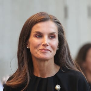 La reine Letizia - Arrivées de la famille royale d'Espagne aux obsèques de Fernandez de Araoz à Madrid. Le 9 septembre 2024 