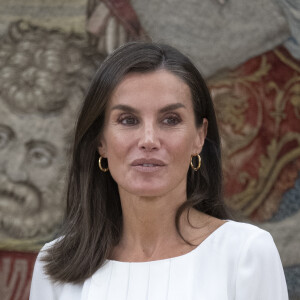 Bien des détails les rapprochent mais la vie aurait pu les séparer 
La reine Letizia d'Espagne assiste aux audiences avec une représentation de l'Association espagnole de sclérose latérale amyotrophique et des membres de l'Association Femmes dans la Musique au palais de la Zarzuela à Madrid, le 9 septembre 2024. 