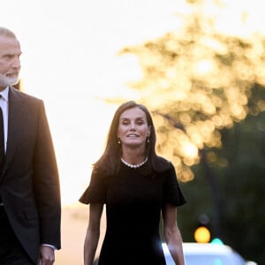 Le roi Felipe VI et la reine Letizia - Arrivées de la famille royale d'Espagne aux obsèques de Juan Gomez-Acebo en la cathédrale Castrense à Madrid. Le 8 septembre 2024 