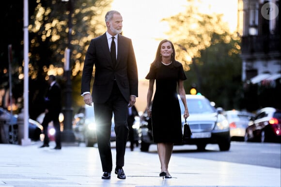 Le roi Felipe VI et la reine Letizia - Arrivées de la famille royale d'Espagne aux obsèques de Juan Gomez-Acebo en la cathédrale Castrense à Madrid. Le 8 septembre 2024 