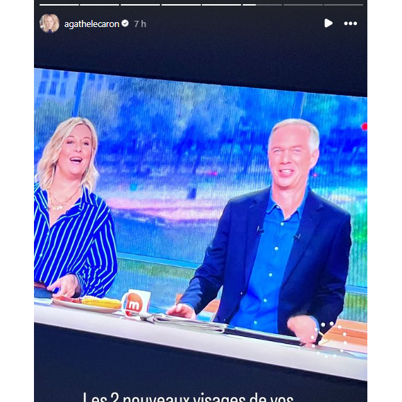 Agathe Lecaron souhaite la bienvenue à Flavie Flament et Julien Arnaud dans "Télématin" sur France 2