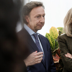 Stéphane Bern et Brigitte Macron - Le président français Emmanuel Macron, accompagné de la première dame Brigitte Macron, visitent le petit théâtre à l'italienne de Guéret, avec les élus et acteurs locaux de la culture