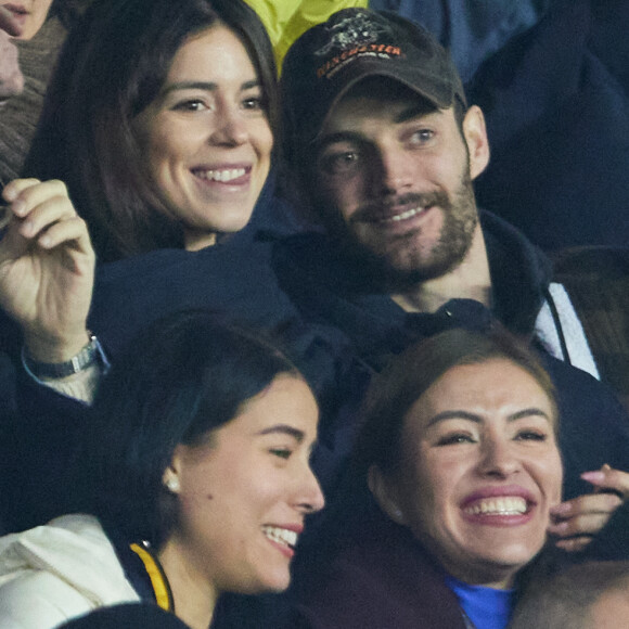 Exclusif - Louis Sarkozy et sa femme Natali Husic - People en tribunes du match de Ligue 1 Uber Eats "PSG contre Reims" (1-1) au Parc des Princes à Paris le 29 janvier 2023.