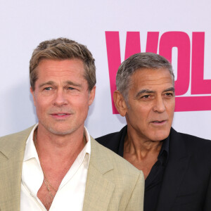 Brad Pitt et George Clooney à Los Angeles lors de la projection en avant-première du film Wolfs mercredi 18 septembre 2024.