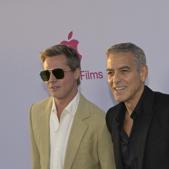 Brad Pitt et George Clooney à Los Angeles lors de la projection en avant-première du film Wolfs mercredi 18 septembre 2024.