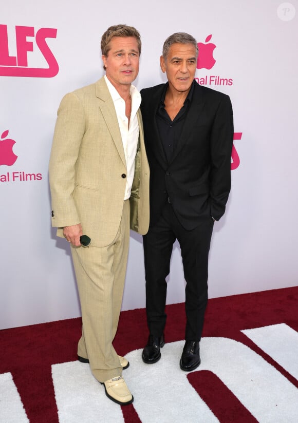 Brad Pitt et George Clooney à Los Angeles lors de la projection en avant-première du film Wolfs mercredi 18 septembre 2024.