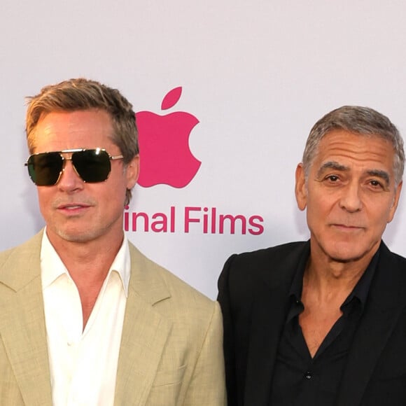 Brad Pitt et George Clooney à Los Angeles lors de la projection en avant-première du film Wolfs mercredi 18 septembre 2024.