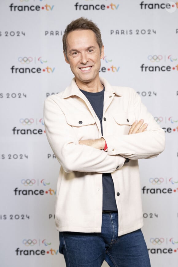 Damien Thévenot lors de la présentation des journalistes et chroniqueurs de France Télévisions pour les Jeux Olympiques 2024 au musée de l'Homme à Paris, le 11 juin 2024. © Pierre Perusseau / Bestimage