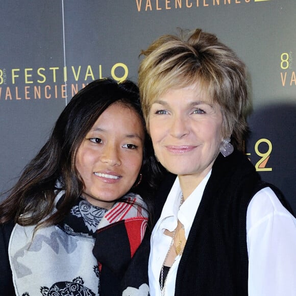 Veronique Jannot et sa fille adoptive Migmar assistent au photocall precedant l'Hommage a Mario Luraschi lors du 8eme Festival 2 Valenciennes au Furet du Nord a Valenciennes, France le 23 Mars 2018. Photo by Aurore Marechal/ABACAPRESS.COM