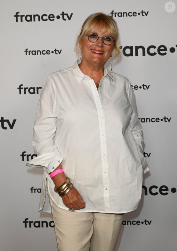 Catherine Matausch au photocall pour la conférence de presse de rentrée de France TV à la Grande Halle de la Villette à Paris, France, le 6 juillet 2022. © Coadic Guirec/Bestimage