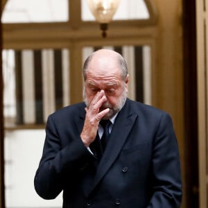 Eric Dupond-Moretti, ancien ministre de la Justice, garde des sceaux lors de la passation de pouvoir au ministère de la Justice après la mise en place du gouvernement Barnier à Paris le 23 septembre 2024. © Christophe Clovis / Bestimage 