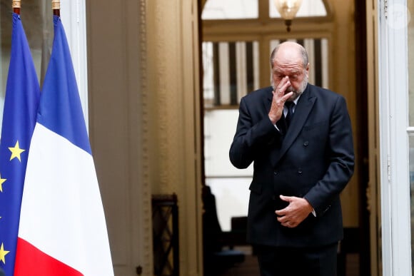 Eric Dupond-Moretti, ancien ministre de la Justice, garde des sceaux lors de la passation de pouvoir au ministère de la Justice après la mise en place du gouvernement Barnier à Paris le 23 septembre 2024. © Christophe Clovis / Bestimage 