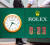 Le site de Roland-Garros a été pris pour cible par des cambrioleurs dans la nuit du jeudi 26 au vendredi 27 septembre 2024, une information BFMTV.
Illustration horloge rolex lors de la finale simple dames (jour 14) aux Internationaux de France de tennis de Roland Garros à Paris, France, le 4 juin 2022. Iga Swiatek remporte son deuxième Roland-Garros (6-1, 6-3). © Federico Pestellini/Panoramic/Bestimage 