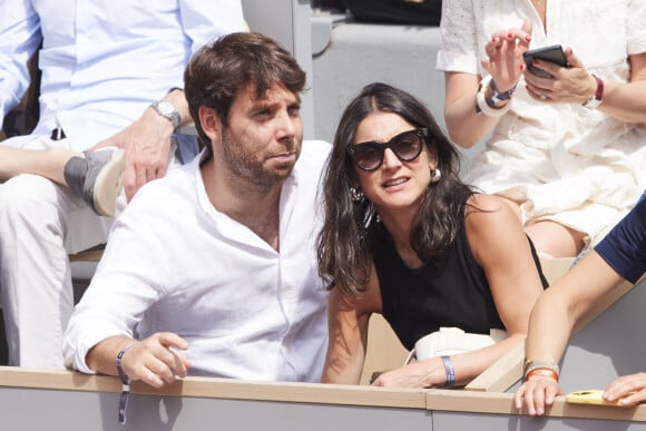 Agathe Lambret et Benjamin Duhamel - Célébrités dans les tribunes de la finale Dames des Internationaux de Tennis de Roland Garros à Paris le 8 juin 2024. © Jacovides-Moreau/Bestimage 