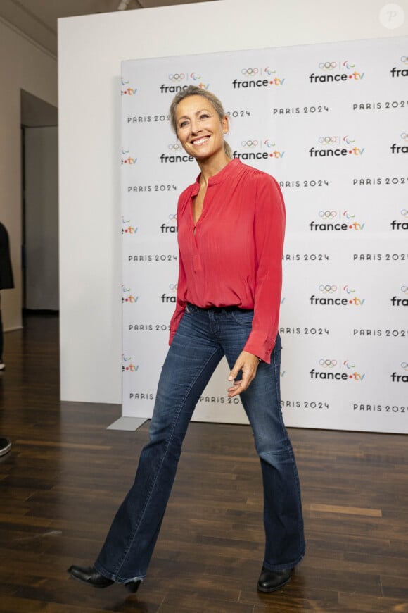 Anne Sophie Lapix lors de la présentation des journalistes et chroniqueurs de France Télévisions pour les Jeux Olympiques 2024 au musée de l'Homme à Paris, le 11 juin 2024. © Pierre Perusseau / Bestimage 