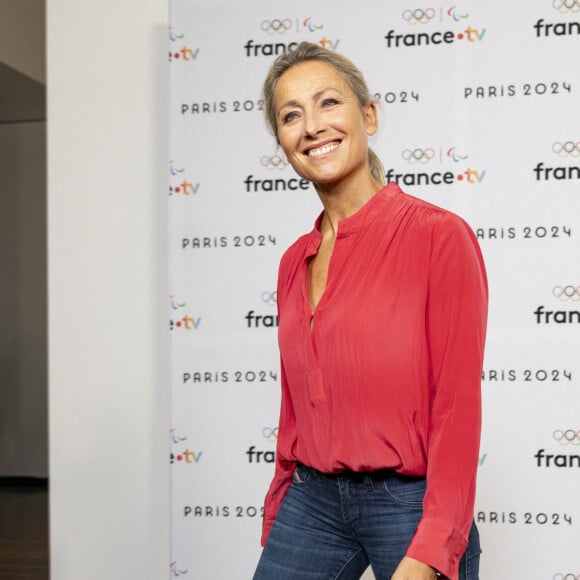 Anne Sophie Lapix lors de la présentation des journalistes et chroniqueurs de France Télévisions pour les Jeux Olympiques 2024 au musée de l'Homme à Paris, le 11 juin 2024. © Pierre Perusseau / Bestimage 