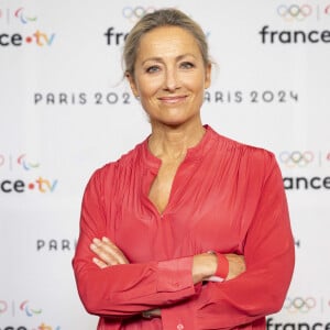 Anne Sophie Lapix lors de la présentation des journalistes et chroniqueurs de France Télévisions pour les Jeux Olympiques 2024 au musée de l'Homme à Paris, le 11 juin 2024. © Pierre Perusseau / Bestimage 