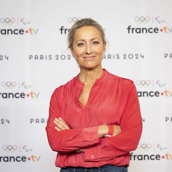 Anne Sophie Lapix lors de la présentation des journalistes et chroniqueurs de France Télévisions pour les Jeux Olympiques 2024 au musée de l'Homme à Paris, le 11 juin 2024. © Pierre Perusseau / Bestimage 