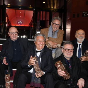 César d'anniversaire pour le Splendide - Marie Anne Chazel, Michel Blanc, Christian Clavier, Thierry Lhermitte, Gérard Jugnot, Josiane Balasko, Bruno Moynot lors de la pressroom (press room) remise des prix lors de la 46ème cérémonie des César à l'Olympia à Paris le 12 mars 2021 © Pascal le Segretain / Pool / Bestimage