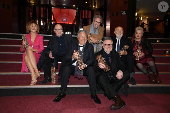 César d'anniversaire pour le Splendide - Marie Anne Chazel, Michel Blanc, Christian Clavier, Thierry Lhermitte, Gérard Jugnot, Josiane Balasko, Bruno Moynot lors de la pressroom (press room) remise des prix lors de la 46ème cérémonie des César à l'Olympia à Paris le 12 mars 2021 © Pascal le Segretain / Pool / Bestimage