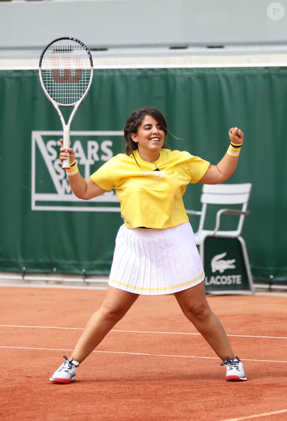 Inès Reg lors de la finale de la saison 3 de "Stars, Set et Match" au profit d'associations caritatives en marge des Internationaux de France de tennis à Roland Garros à Paris, France, le 10 juin 2021