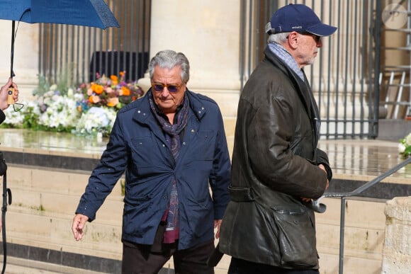 Thierry Lhermitte et Christian Clavier - Obsèques de Michel Blanc en l'église Saint-Eustache à Paris, le 10 octobre 2024. © Moreau / Jacovides / Bestimage  Funeral of Michel Blanc at the Saint-Eustache church in Paris, October 10, 2024. 