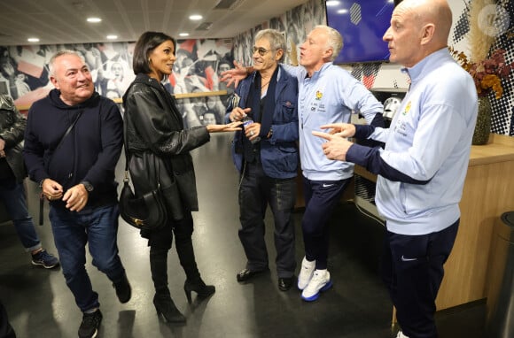 Exclusif - Shy'm, Gérard Lanvin et Didier Deschamps lors de la présentation du film "4 Zéros" aux joueurs de l'équipe de France à Clairefontaine le 8 octobre 2024 © Alain Guizard/ABACAPRESS.COM