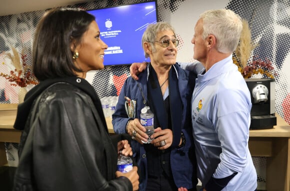 Une séance de cinéma très chaleureuse à laquelle Didier Deschamps a répondu présent
Exclusif - Gérard Lanvin et Didier Deschamps lors de la présentation du film "4 Zéros" aux joueurs de l'équipe de France à Clairefontaine le 8 octobre 2024 © Alain Guizard/ABACAPRESS.COM