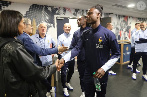 Exclusif - La présentation du film "4 Zéros" aux joueurs de l'équipe de France à Clairefontaine le 8 octobre 2024 © Alain Guizard/ABACAPRESS.COM