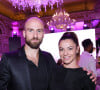 Denitsa Ikonomova (enceinte) et son compagnon François Alu - Photocall du 5ème gala de charité de l'association "Les Bonnes Fées" à l'occasion de la campagne mondiale "Octobre Rose" à l'hôtel Peninsula, Paris le 3 octobre 2024. © Rachid Bellak/Bestimage