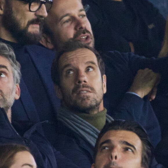 Richard Gasquet dans les tribunes lors du match de Ligue Des Champions (LDC) "PSG - PSV Eindhoven (1-1)" au Parc des Princes à Paris, le 22 octobre 2024.