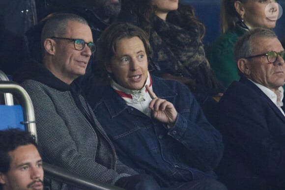 Pierre Sarkozy dans les tribunes lors du match de Ligue Des Champions (LDC) "PSG - PSV Eindhoven (1-1)" au Parc des Princes à Paris, le 22 octobre 2024.