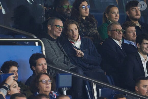 Pierre Sarkozy dans les tribunes lors du match de Ligue Des Champions (LDC) "PSG - PSV Eindhoven (1-1)" au Parc des Princes à Paris, le 22 octobre 2024.