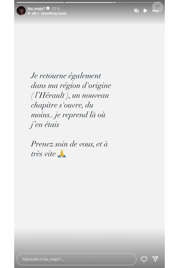 "Je crois encore aux belles rencontres mais je vais faire une trêve le temps de me recentrer personnellement, professionnellement ainsi que pour mes études. Je retourne également dans ma région d'origine (l'Hérault), un nouveau chapitre s'ouvre"
Léa (Mariés au premier regard) annonce sa séparation avec Christophe. Instagram