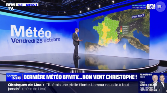 Christophe Person fait ses adieux à BFMTV et présente son dernier bulletin météo.