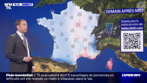 Christophe Person fait ses adieux à BFMTV et présente son dernier bulletin météo.