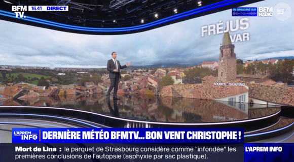 Christophe Person fait ses adieux à BFMTV et présente son dernier bulletin météo.