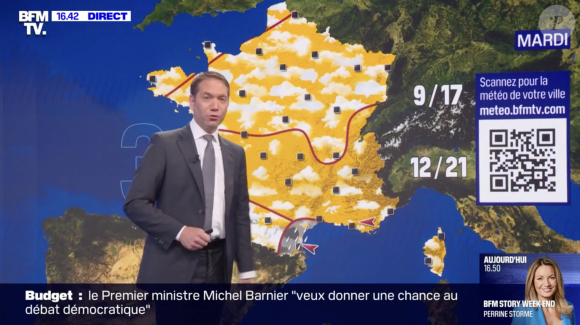 Christophe Person fait ses adieux à BFMTV et présente son dernier bulletin météo.