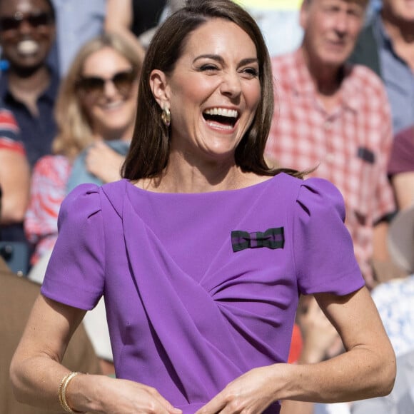 La princesse Catherine de Galles lors de la finale Hommes du tournoi de tennis de Wimbledon. Le 14 juillet 2024